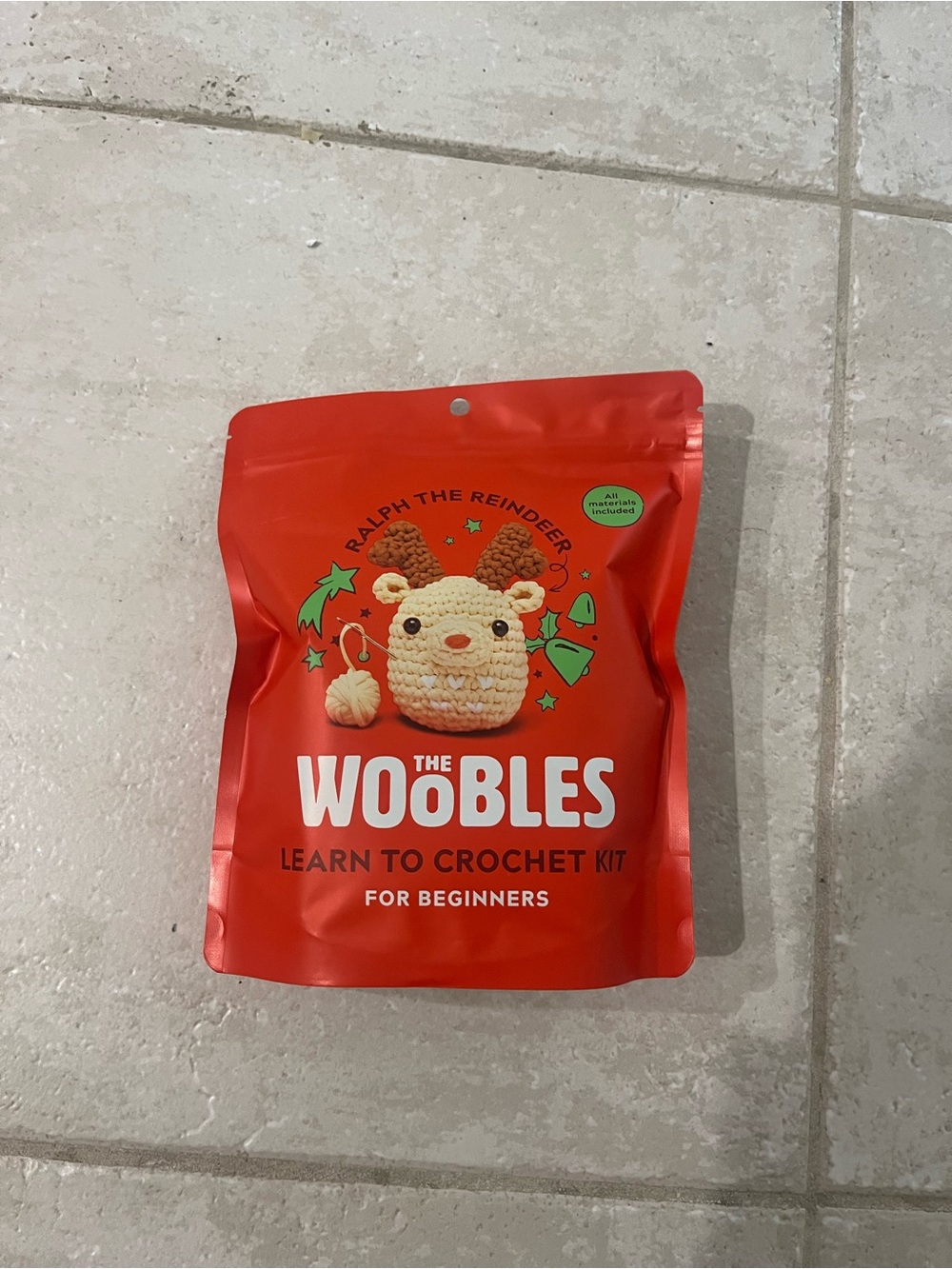 The Woobles Ralph the Reindeer Learn to Crochet Kit - Red